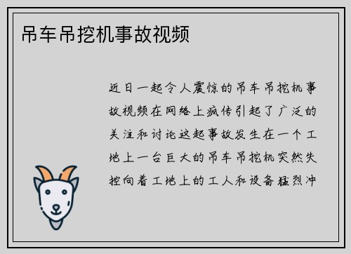 吊车吊挖机事故视频