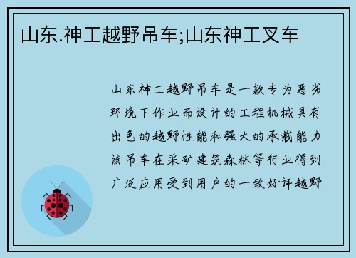 山东.神工越野吊车;山东神工叉车